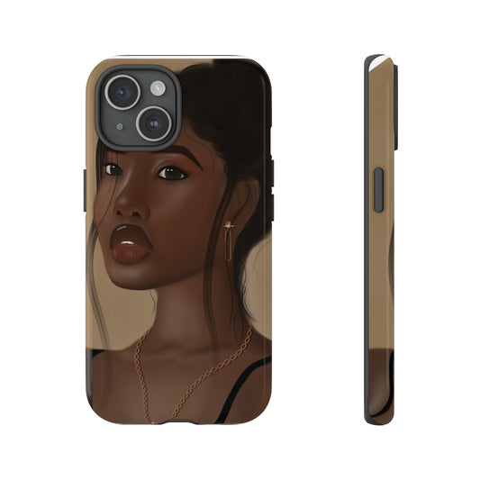 Phone Case, African American Women Art, Golden Brown Beauty, Custom Black Women Art, Tough Cases, Protective Phone Cover, Elegant Black