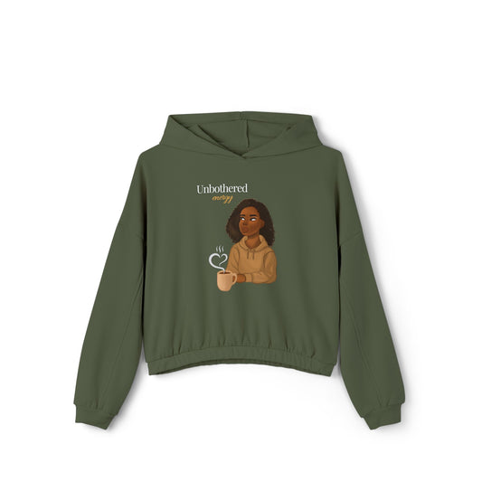 Women's Hoodie - Unbothered Energy Beautiful Women with Coffee Cup Design by CurvedLinesArt